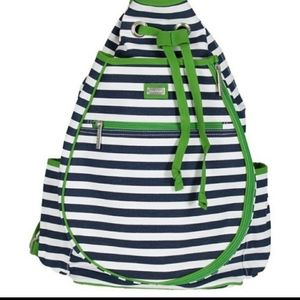 Green and White Striped Backpack
